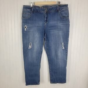 Lane Bryant Distressed Skinny Crop Jeans Size 22W